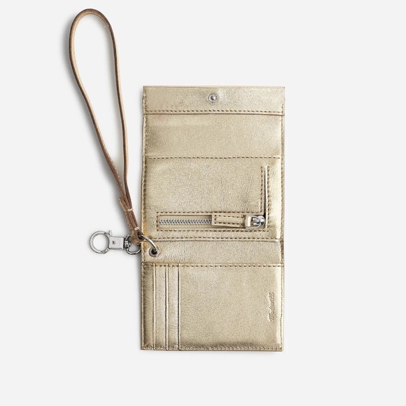 Madewell Card Case Wristlet in Metallic Leather, Light Gold Metallic - NWT - Picture 2 of 6